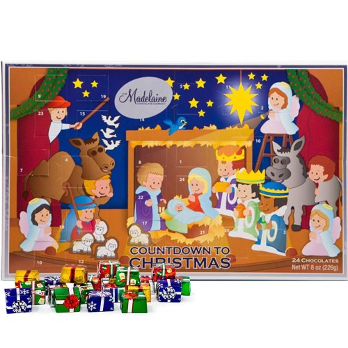 Advent Calendar Countdown to Christmas Milk Chocolate, 8 Oz (Nativity Scene)
