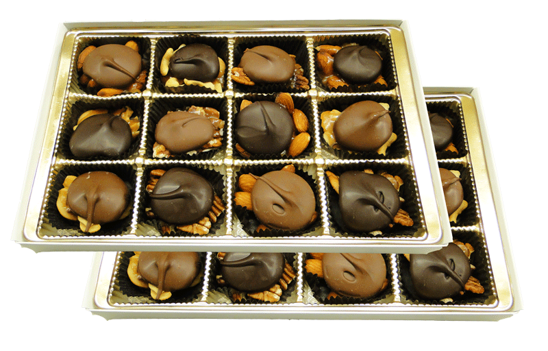 Caramel Nut Cluster Assortment - Milk & Dark Chocolate (Various Sizes)