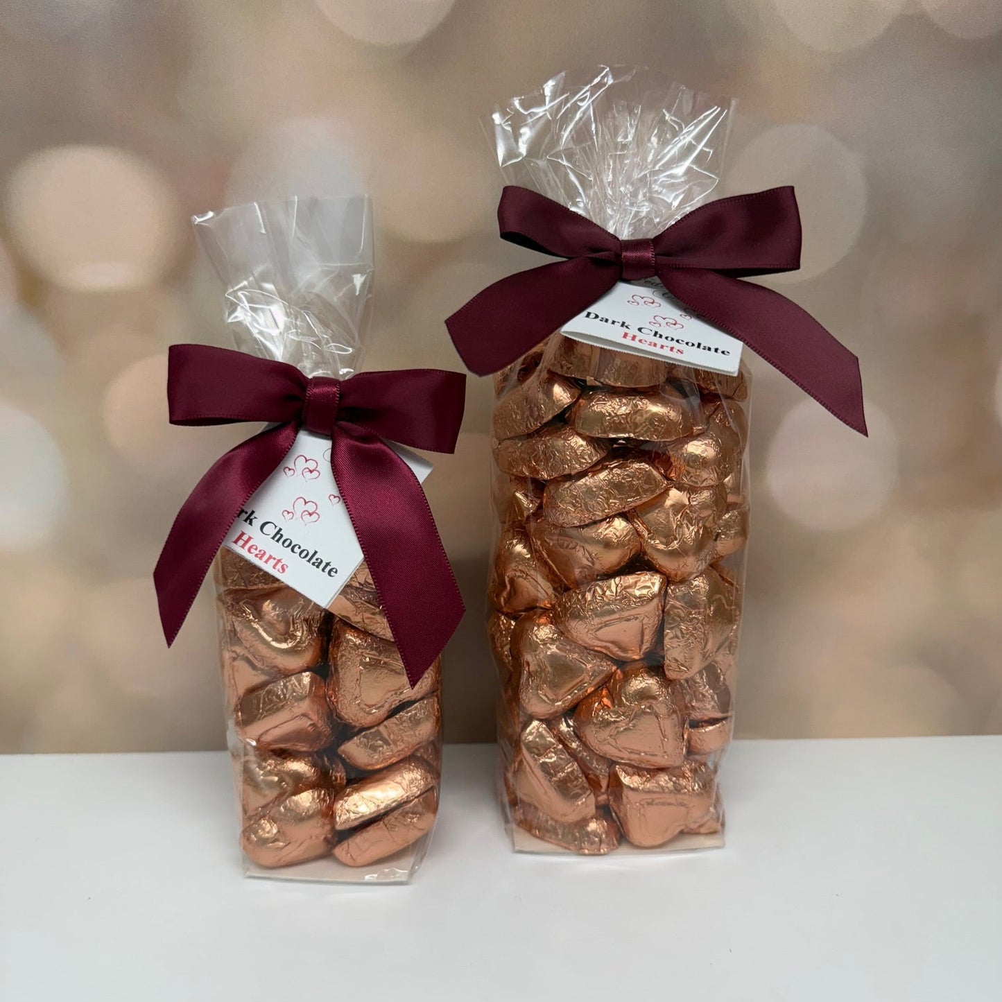 Foiled Hearts - 8 oz. or 16 oz. (Dark Chocolate)