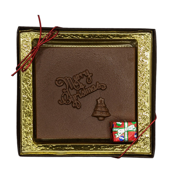 Merry Christmas Plaque with Foil Present (Milk Chocolate)